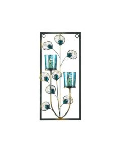 PEACOCK TWO CANDLE WALL SCONCE