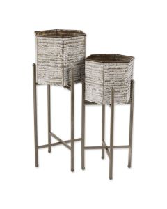 HEXAGON BUCKET PLANT STAND SET/2