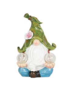GNOME MEDITATING SOLAR STATUE